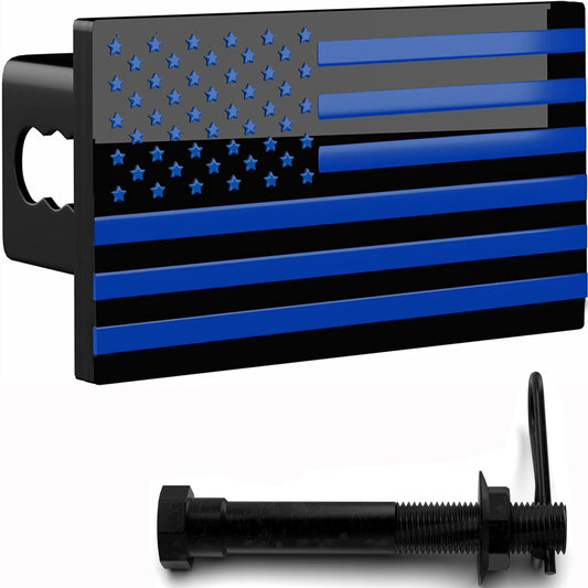 American Flag Hitch Cover Black Blue