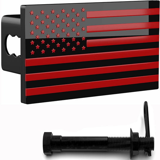 American Flag Hitch Cover Black Red