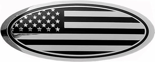 Ford Bronco Sport 2020-2023 American Flag Tailgate Overlay Metal Emblem (Chrome Black 5”)