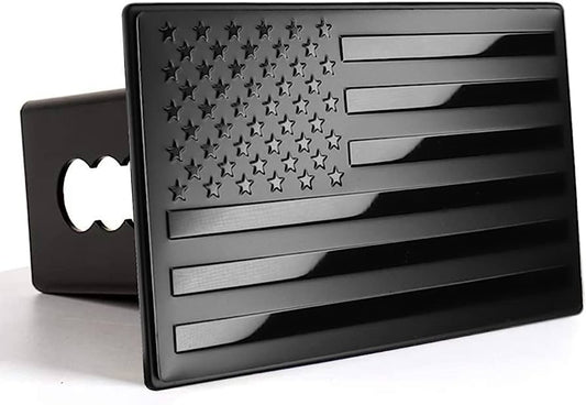 American Flag Hitch Cover Black